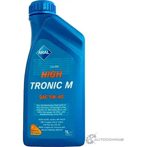 Моторное масло синтетическое HighTronic M SAE 5W-40, 1 л ARAL 156EC4 1436794821 VMI1 W изображение 0