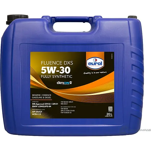 Моторное масло синтетическое FLUENCE DXS 5W-30, 20 л EUROL 1436795040 E10007620L BC0 YH изображение 0