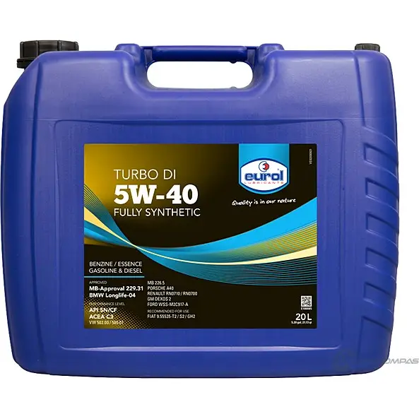 Моторное масло синтетическое TURBO DI 5W-40, 20 л EUROL E10008520L 1436795050 UQ FKU6S изображение 0