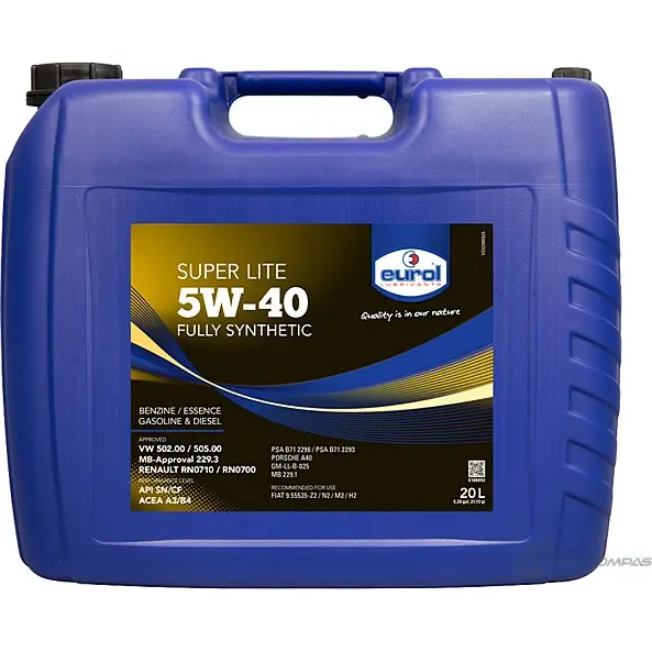 Моторное масло синтетическое Super Lite 5W-40 API SN/CF, 20 л EUROL E10009220L Q6G MJ 1436795061 изображение 0