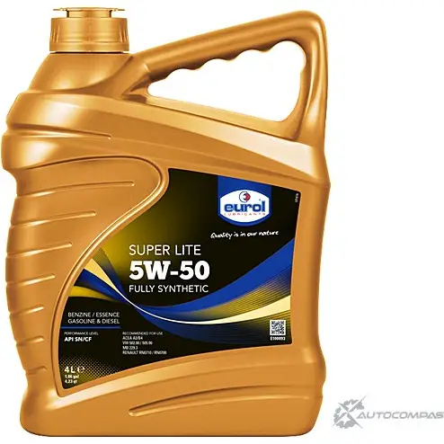 Моторное масло синтетическое Super Lite 5W-50, 4 л EUROL 2819271 EEY 6P E1000934L изображение 0