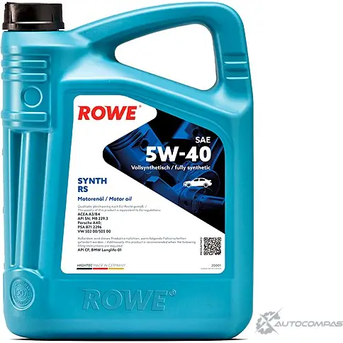 Моторное масло синтетическое HIGHTEC SYNTH RS SAE 5W-40, 60 л ROWE 1436796794 20001060099 XO 193