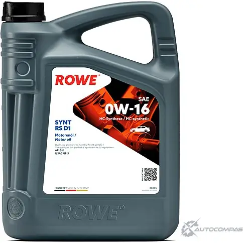 Моторное масло синтетическое HIGHTEC SYNT RS D1 SAE 0W-16, 5 л ROWE 20005005099 1436796595 QG98 YK3