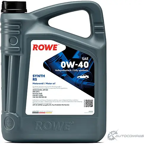 Моторное масло синтетическое HIGHTEC SYNTH RS SAE 0W-40, 5 л ROWE 20020005099 ELJB K 1436796778
