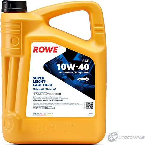 Моторное масло синтетическое HIGHTEC SUPER LEICHTLAUF HC-O SAE 10W-40, 5 л ROWE 20058005099 F3JR6 O7 1436796546