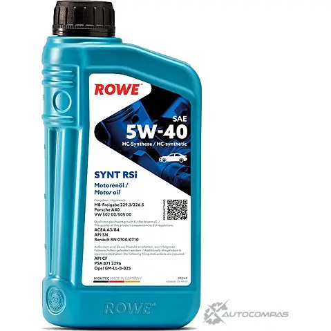 Моторное масло синтетическое HIGHTEC SYNT RSi SAE 5W-40, 1 л ROWE 4K JSHGE 1436796732 20068001099 изображение 0