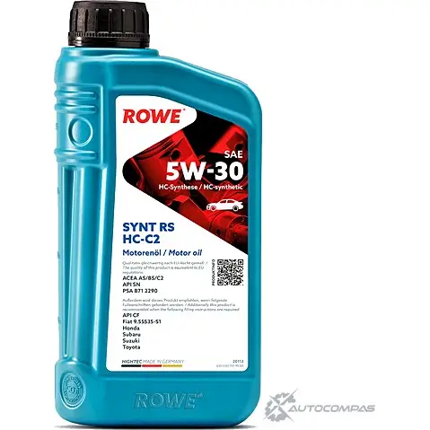 Моторное масло синтетическое HIGHTEC SYNT RS SAE 5W-30 HC-C2, 1 л ROWE 1436796695 20113001099 W2 KGM3