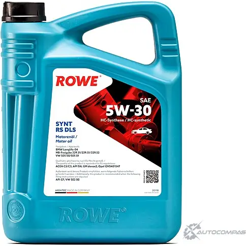 Моторное масло синтетическое HIGHTEC SYNT RS DLS SAE 5W-30, 5 л ROWE 1436796621 5JL AN 20118005099