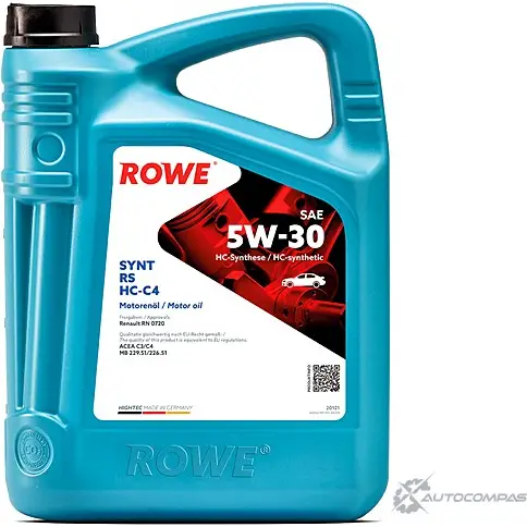 Моторное масло синтетическое HIGHTEC SYNT RS SAE 5W-30 HC-C4, 5 л ROWE 20121005099 2ZGUN D 1436796702 изображение 0