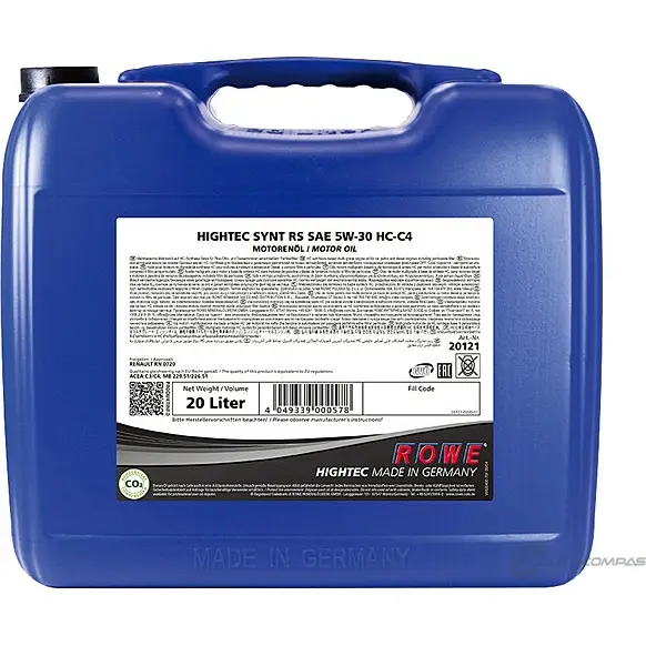 Моторное масло синтетическое HIGHTEC SYNT RS SAE 5W-30 HC-C4, 20 л ROWE ZLP8S OD 20121020003 1436796701 изображение 0