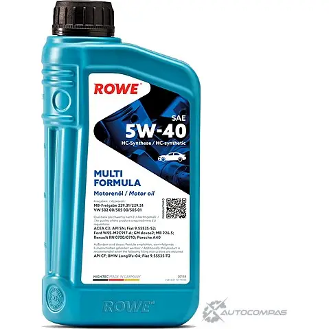 Моторное масло синтетическое HIGHTEC MULTI FORMULA SAE 5W-40, 1 л ROWE 20138001099 1436796391 638X 5A изображение 0