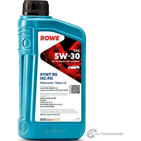 Моторное масло синтетическое HIGHTEC SYNT RS SAE 5W-30 HC-FO, 1 л ROWE 1436796713 JL0 GGR 20146001099 изображение 0