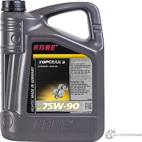 Трансмиссионное масло в мкпп, редуктор синтетическое 25002005003 ROWE SAE 75W-90 API GL-4, API GL-5, API MT-1, 5 л ROWE 1436796835 7W 0LFP 25002005003