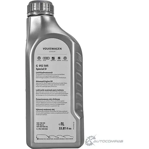 Моторное масло синтетическое SPECIAL D 5W-40, 1 л VAG 7H87 J 1436369989 G052505M2