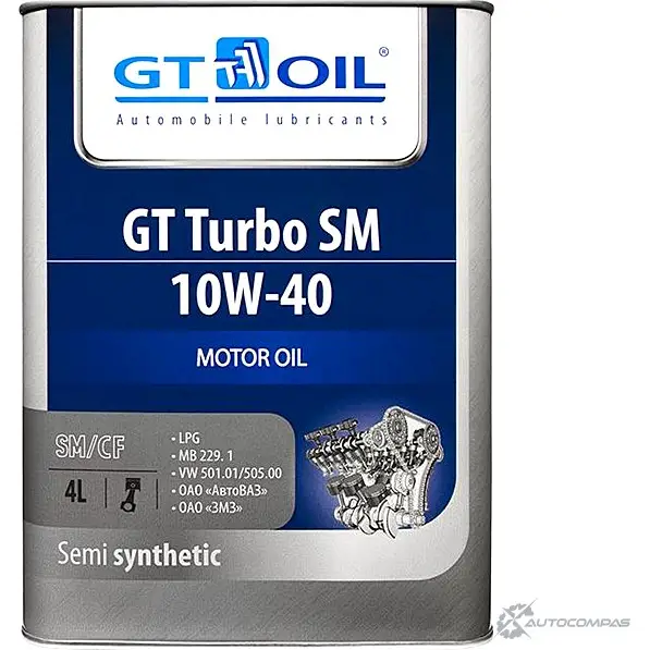 Моторное масло полусинтетическое GT OIL Turbo SM 10W-40, 4 л GT OIL 8809059407028 1436797256 QGN PKHG изображение 0
