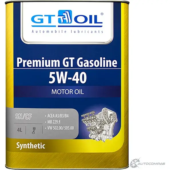 Моторное масло синтетическое GT OIL Premium GT Gasoline 5W-40, 4 л GT OIL 1436797266 8809059407226 M79BZ XI изображение 0