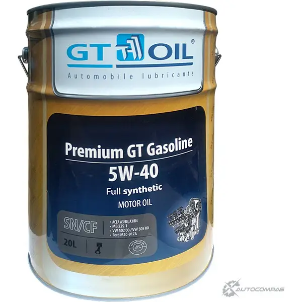 Моторное масло синтетическое GT OIL Premium GT Gasoline 5W-40, 20 л GT OIL 8809059407233 1436797268 6V N8J0N изображение 0