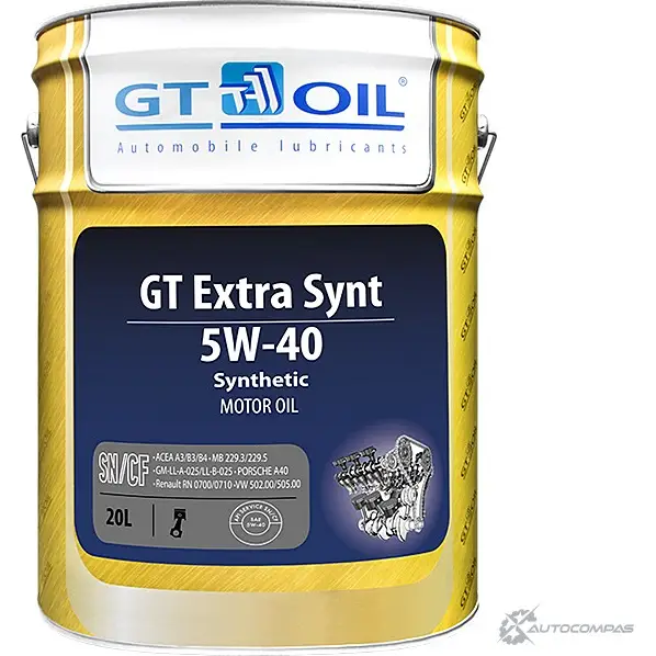 Моторное масло синтетическое GT Extra Synt 5W-40, 20 л GT OIL 00NH PZW 8809059407424 1436797294 изображение 0