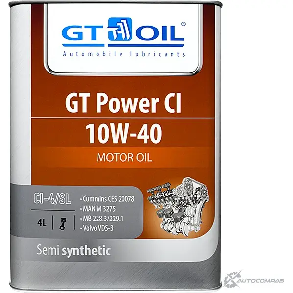 Моторное масло полусинтетическое GT OIL Power CI 10W-40, 4 л GT OIL 1436797240 8809059407523 CGQ DT6S изображение 0