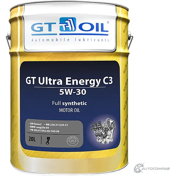 Моторное масло синтетическое GT OIL Ultra Energy C3 5W-30, 20 л GT OIL IBA Z9S6 1436797279 8809059407943