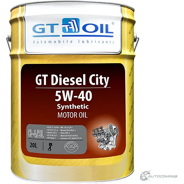 Моторное масло синтетическое GT OIL Diesel City 5W-40, 20 л GT OIL 8809059408018 ZE8 5Q 1436797284