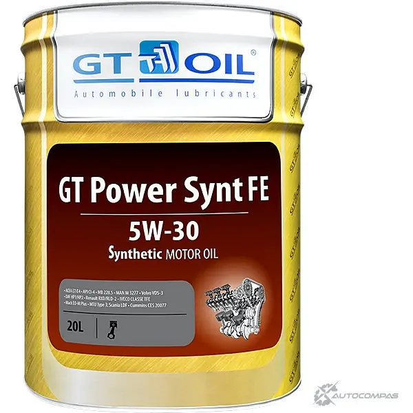 Моторное масло синтетическое GT OIL Power Synt FE 5W-30, 20 л GT OIL 0 9SOL0G 1436797263 8809059408025