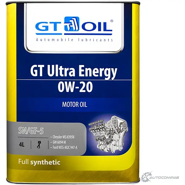 Моторное масло синтетическое GT OIL Ultra Energy 0W-20, 4 л GT OIL 8809059408902 CTOLTT M 1436797272 изображение 0
