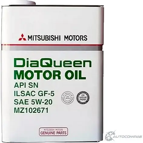Моторное масло полусинтетическое DiaQueen API SN SAE 5W-20, 4 л MITSUBISHI 8 7F8I MZ102671 1436797302 изображение 0