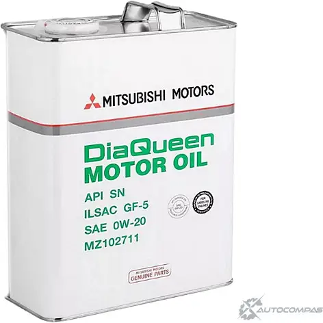 Моторное масло синтетическое DiaQueen API SN SAE 0W-20, 4 л MITSUBISHI MZ102711 JJ4 K4 1436797313 изображение 0