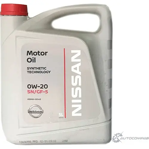 Моторное масло синтетическое Motor Oil SAE 0W-20, 5 л NISSAN/INFINITI BD 1HEXD 1436797386 KE90090143R изображение 0