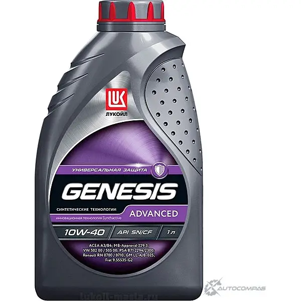 Моторное масло полусинтетическое ЛУКОЙЛ GENESIS ADVANCED 10W-40, 1 л LUKOIL 1436797428 1632649 J2 132