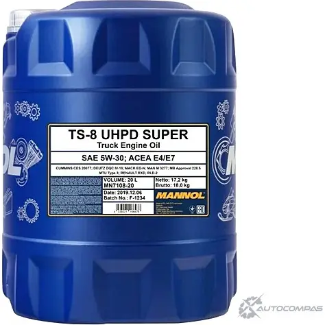 Моторное масло синтетическое TS-8 UHPD Super 5W-30, 20 л MANNOL 1436798954 1260 GR X7V