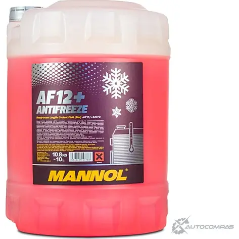 Антифриз готовый к использованию красный G12+ AF12+ -40°C Antifreeze (Longlife), 10 л MANNOL 1436798600 P L02D2 2046 BQ2G2W4