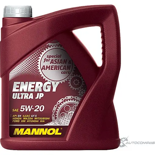 Моторное масло синтетическое Energy Ultra JP 5W-20 API SN, 4 л MANNOL 4001 1436798673 DDZ NPDV изображение 0