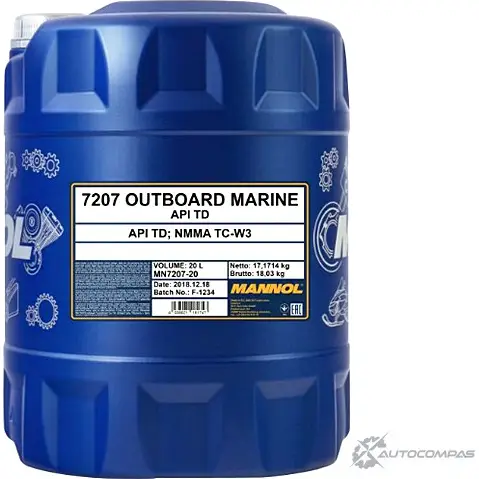 Моторное масло полусинтетическое Outboard Marine, 20 л MANNOL 1436799278 4036021161747 M PRPZU