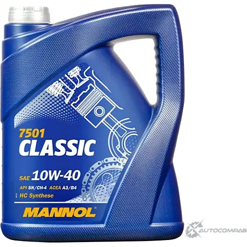 Моторное масло полусинтетическое Classic 10W-40 API SN-CF, 5 л MANNOL 4036021504209 1436799243 ZL CTLK