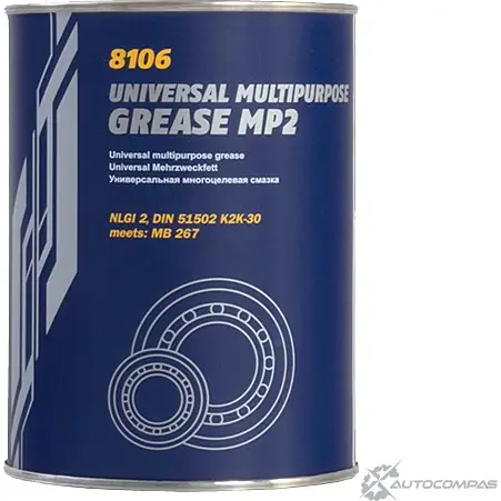 Смазка литиевая универсальная MP-2 Multipurpose Grease, 800 г MANNOL 2VD 0I1 1436798204 80104900080 X0MYD