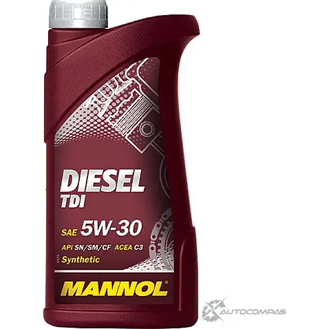 Моторное масло синтетическое Diesel TDI 5W-30 API SN-SM-CF, 1 л MANNOL 8PYK K DI10136 1436799010