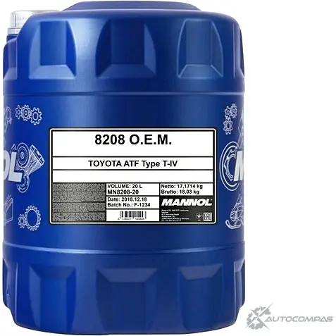Трансмиссионное масло в акпп синтетическое MN820820 MANNOL ATF Dexron 6, 20 л MANNOL 1436798011 MN820820 NCYIX 5
