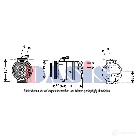 Компрессор кондиционера AKS DASIS 879233 NLO YJ7 4044455356691 850705n