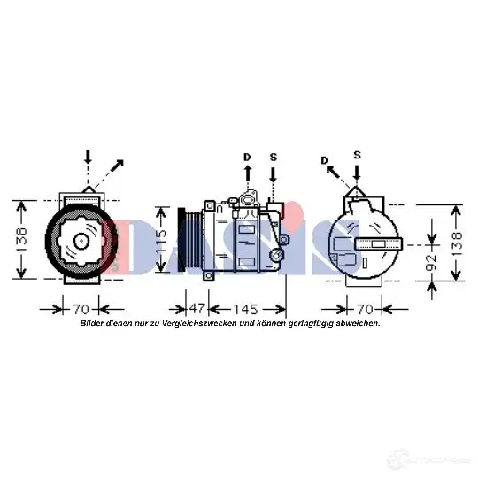 Компрессор кондиционера AKS DASIS 4044455019435 1J1P ZZ 879651 851688n