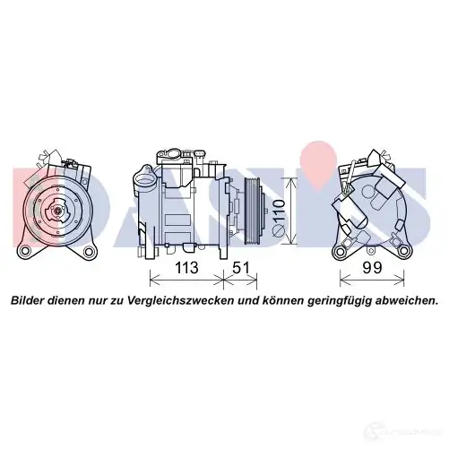 Компрессор кондиционера AKS DASIS 880077 852707n 6 7IEE 4044455550105