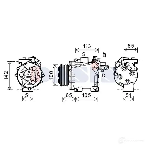 Компрессор кондиционера AKS DASIS 852695n E8 K8U 880066 4044455549598