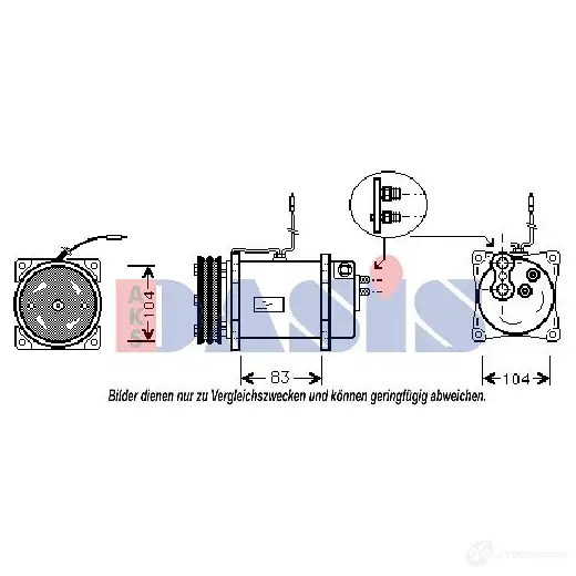 Компрессор кондиционера AKS DASIS 4044455354741 850840n 0D775 W 879306 изображение 0