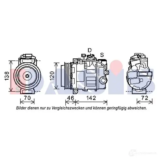 Компрессор кондиционера AKS DASIS 4044455542285 852604n 879986 HWL 1A изображение 0