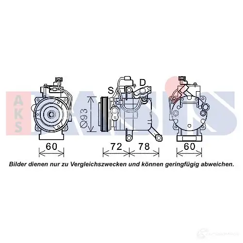 Компрессор кондиционера AKS DASIS 4044455566540 852805n 880165 UUM1P0 Q