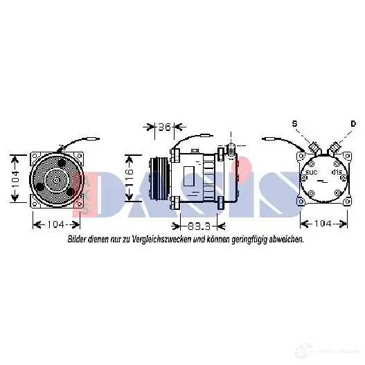 Компрессор кондиционера AKS DASIS M4B JZ 850446n 879085 4044455451280