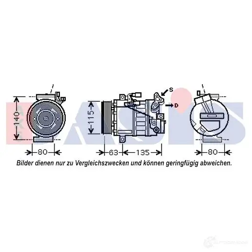 Компрессор кондиционера AKS DASIS 852608n 4044455542247 879990 W 5OC6 изображение 0