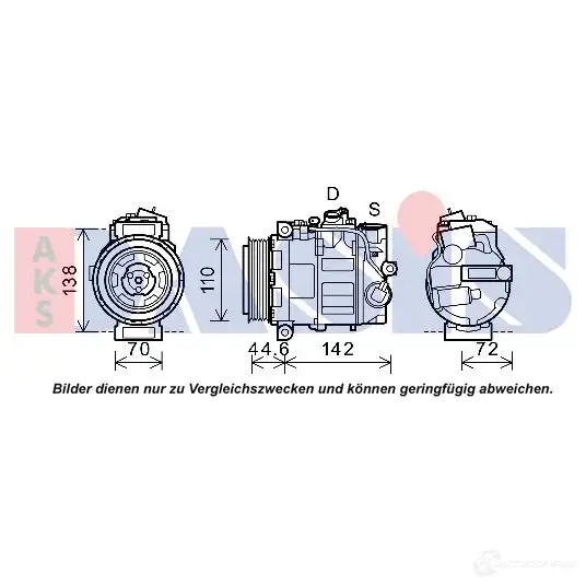 Компрессор кондиционера AKS DASIS 880067 4044455549604 3OYNO MK 852696n