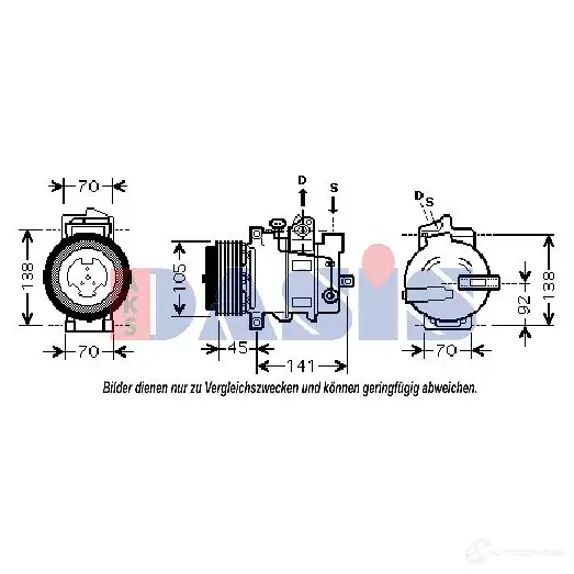 Компрессор кондиционера AKS DASIS 879726 851851n J0F PRF7 4044455468707 изображение 0